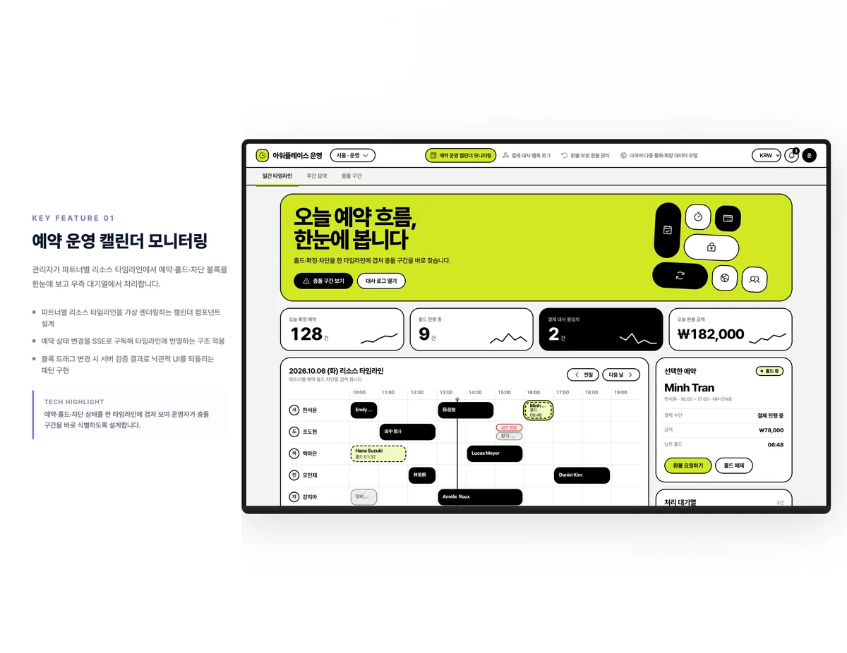 예약 운영 캘린더 모니터링