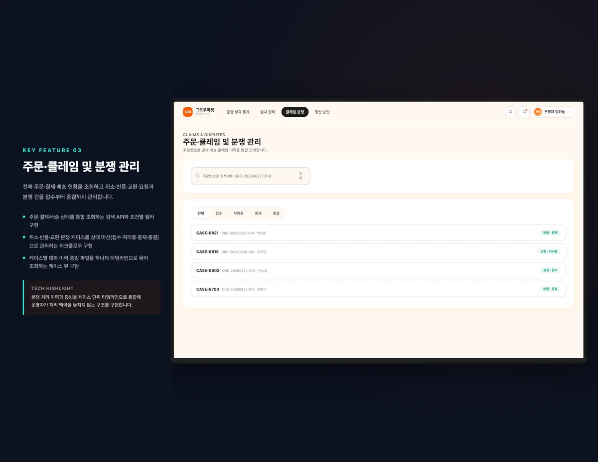 주문·클레임 및 분쟁 관리