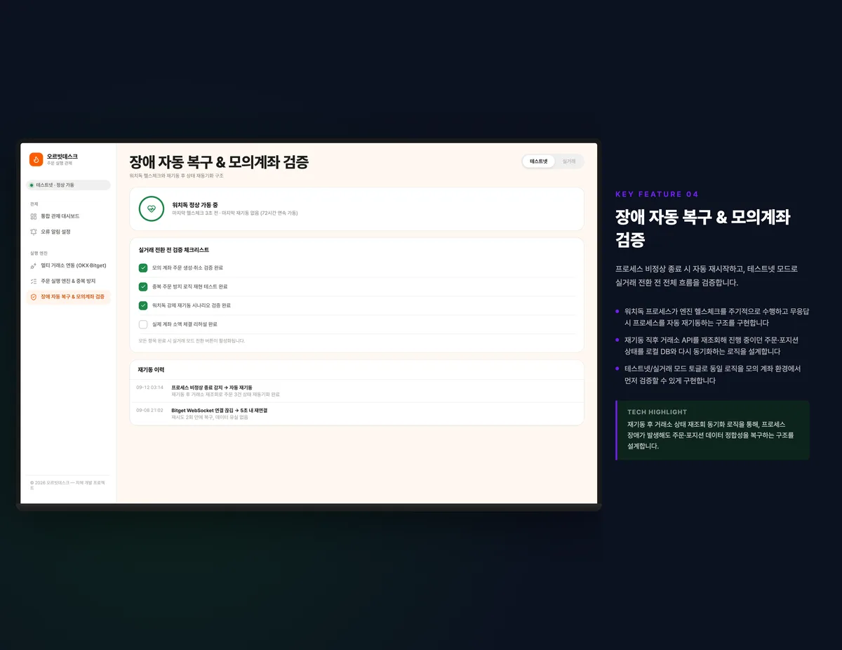 장애 자동 복구 & 모의계좌 검증