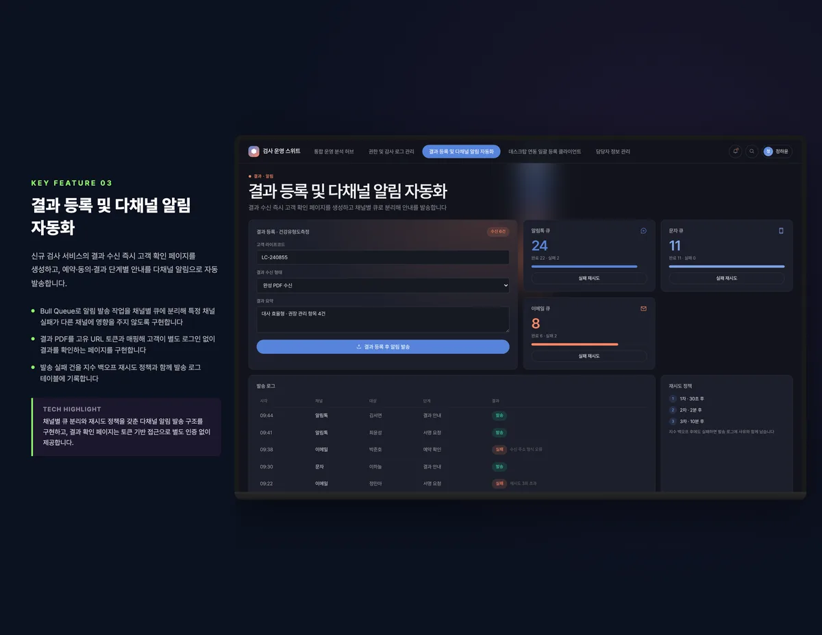 결과 등록 및 다채널 알림 자동화