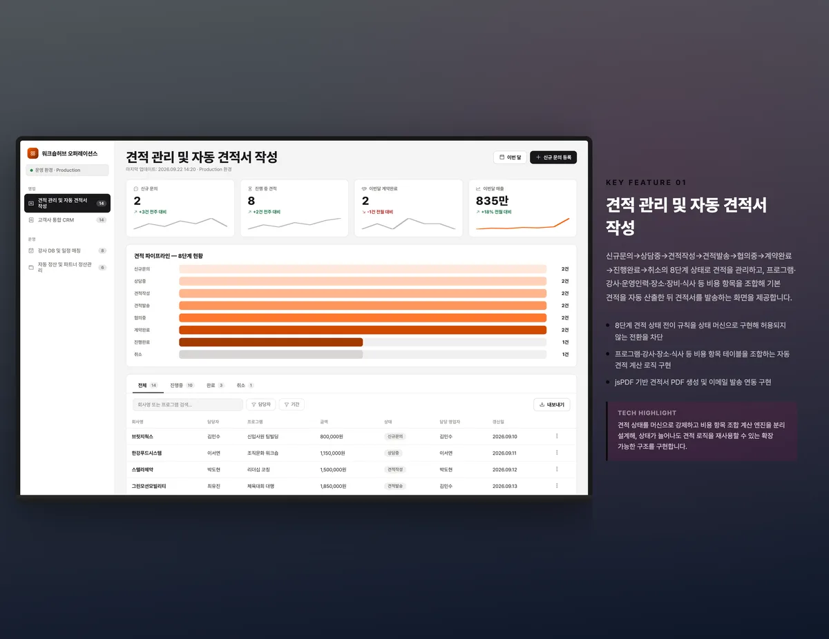 견적 관리 및 자동 견적서 작성