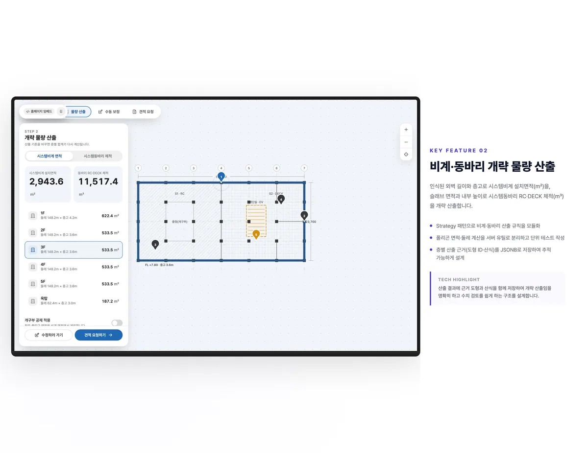 비계·동바리 개략 물량 산출