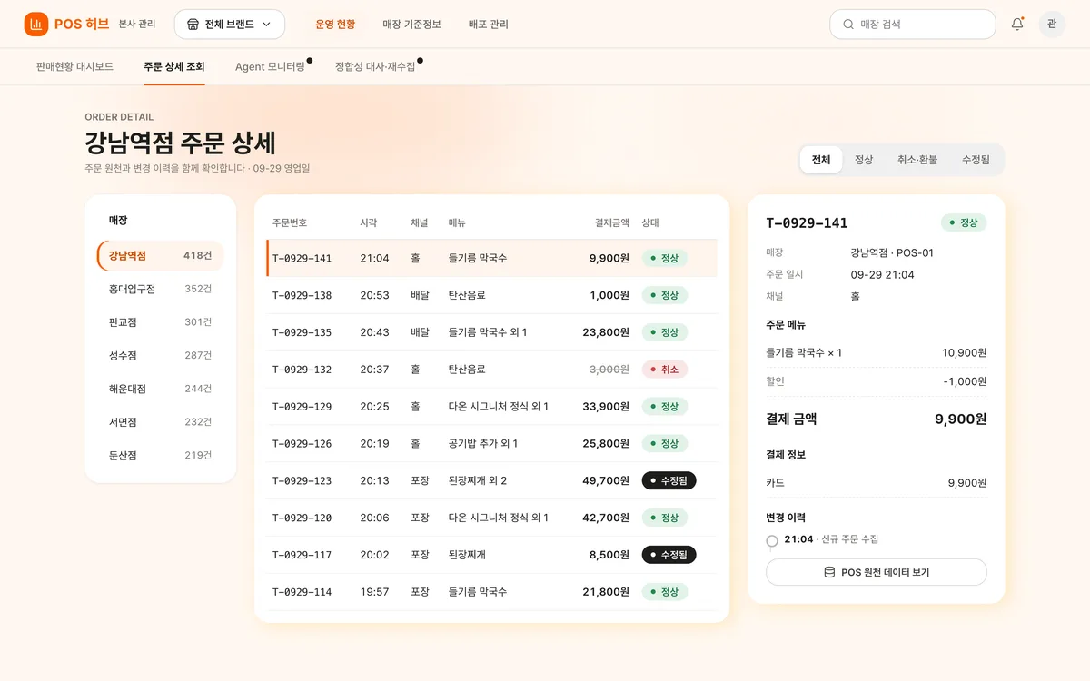 주문 상세 조회 실제 화면