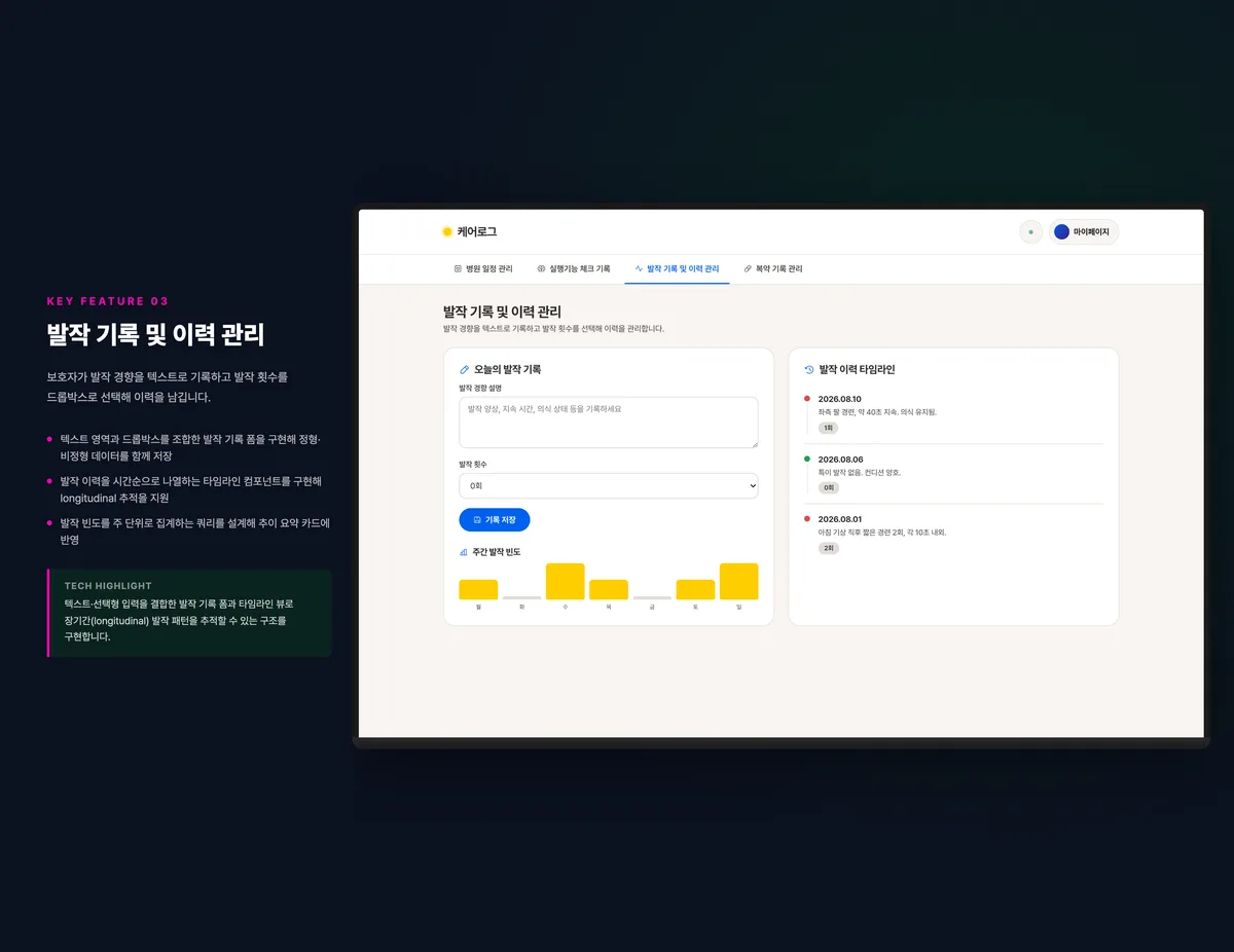 발작 기록 및 이력 관리
