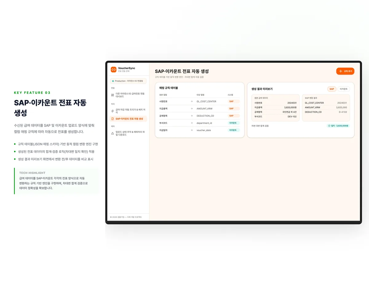 SAP·이카운트 전표 자동 생성