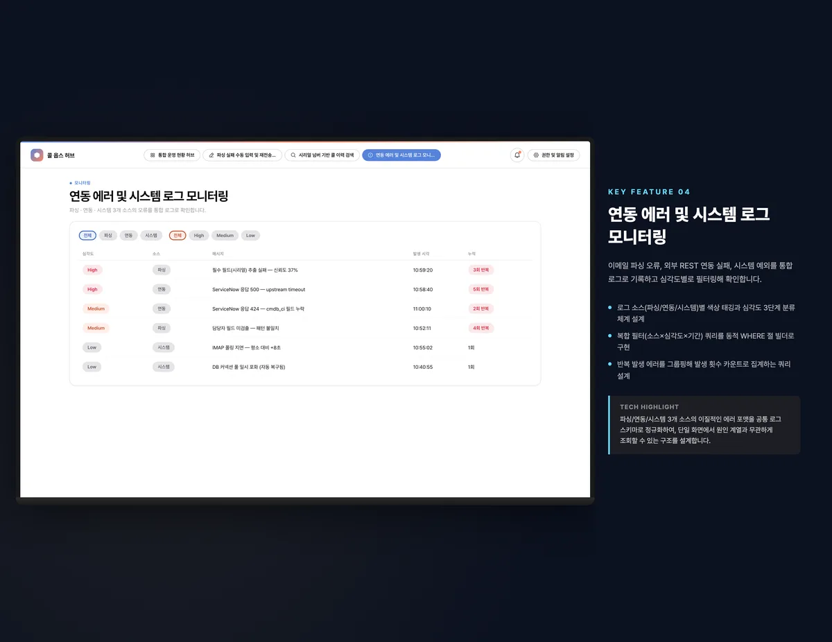 연동 에러 및 시스템 로그 모니터링