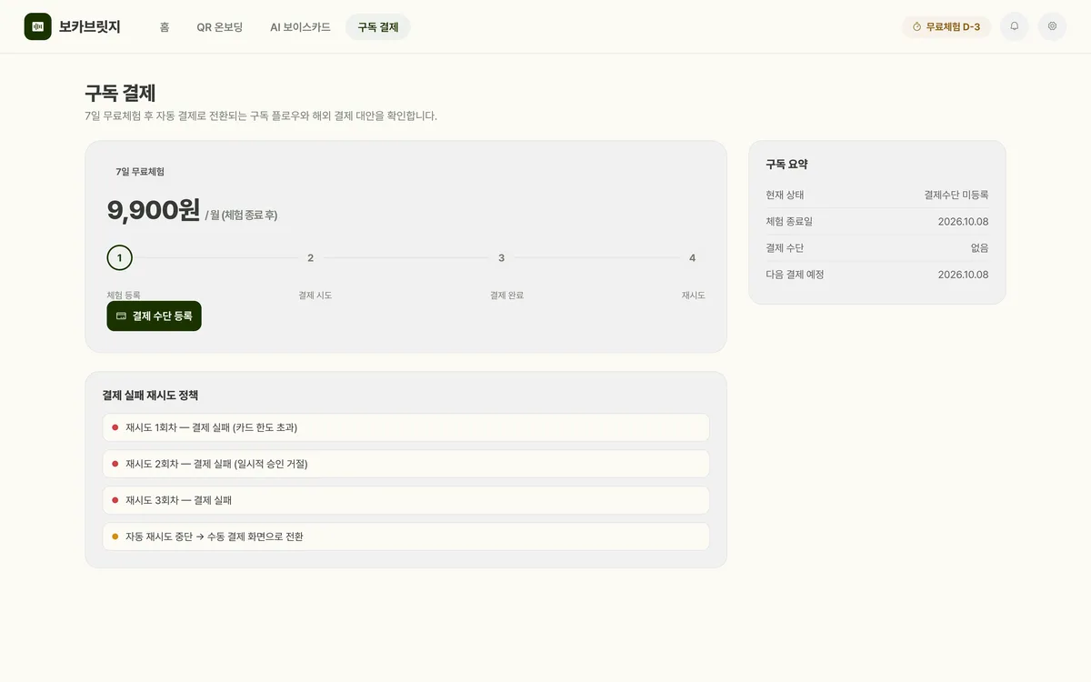 구독 결제 실제 화면