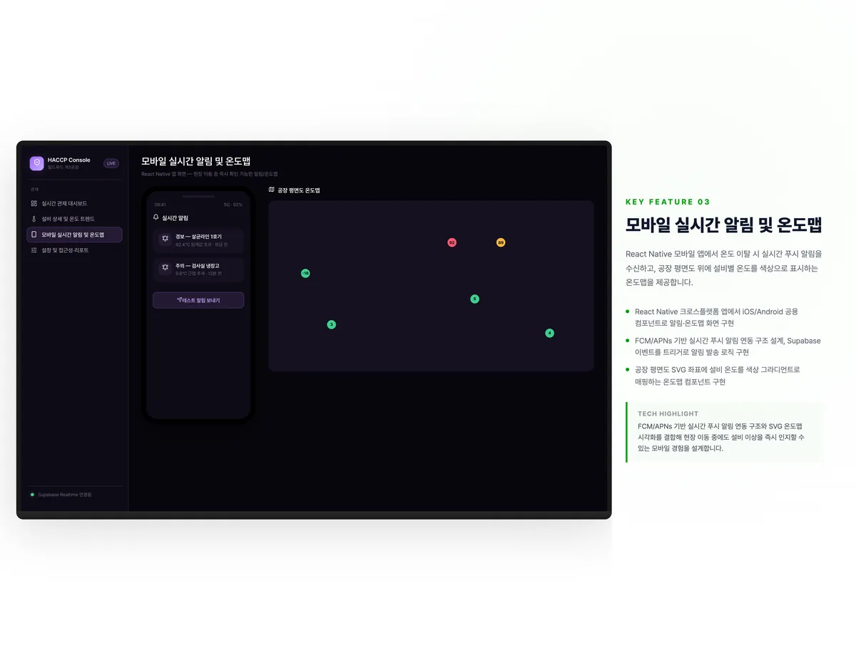 모바일 실시간 알림 및 온도맵