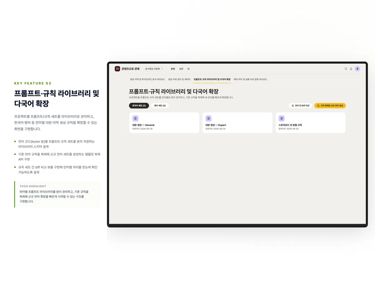 프롬프트·규칙 라이브러리 및 다국어 확장
