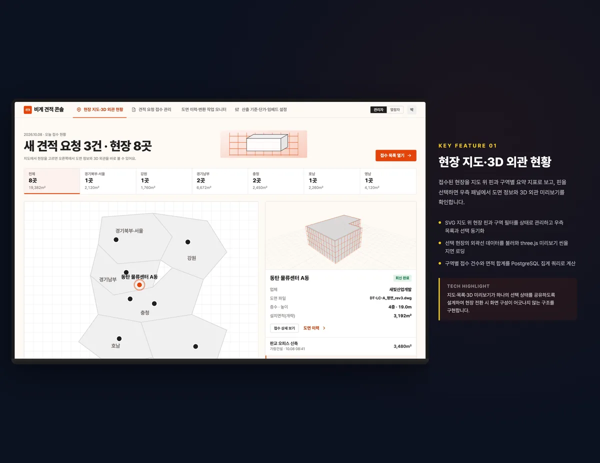 현장 지도·3D 외관 현황