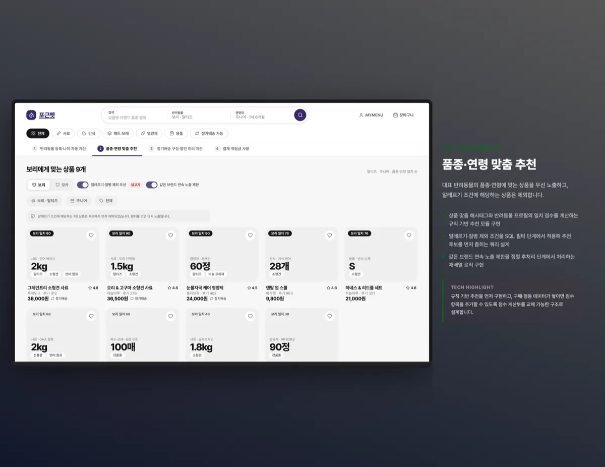 품종·연령 맞춤 추천