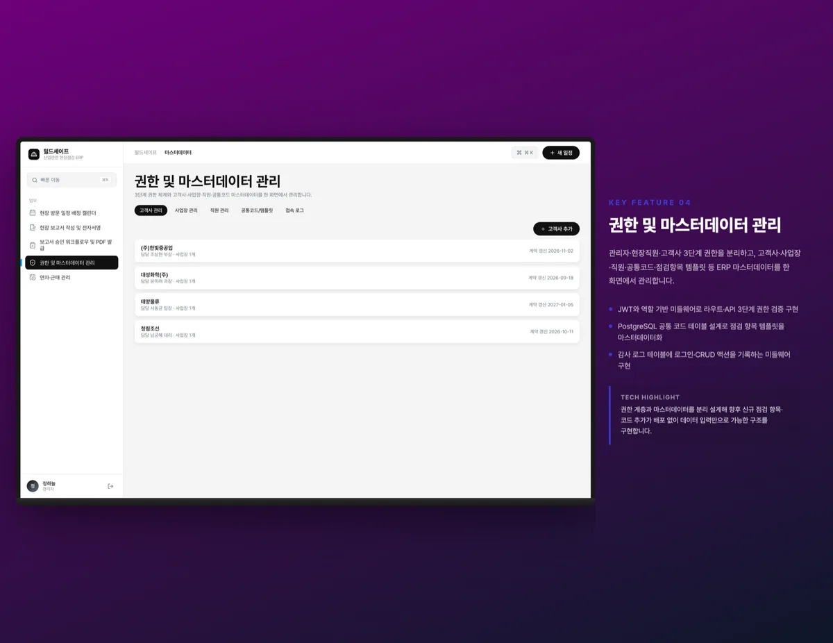 권한 및 마스터데이터 관리