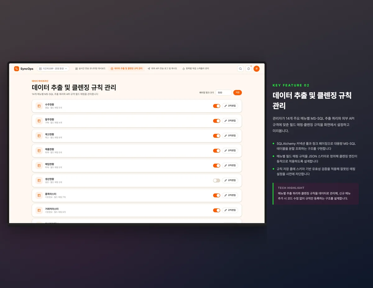 데이터 추출 및 클렌징 규칙 관리