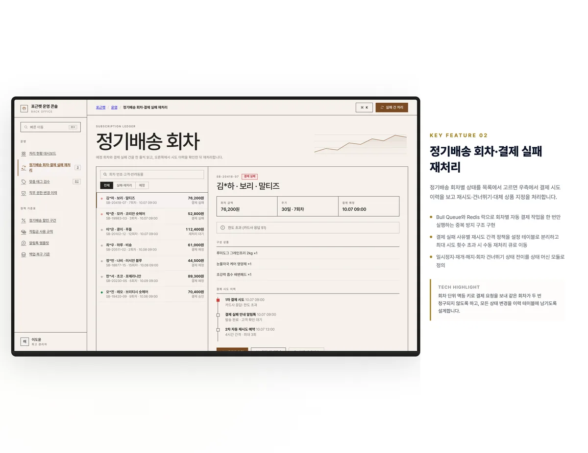 정기배송 회차·결제 실패 재처리