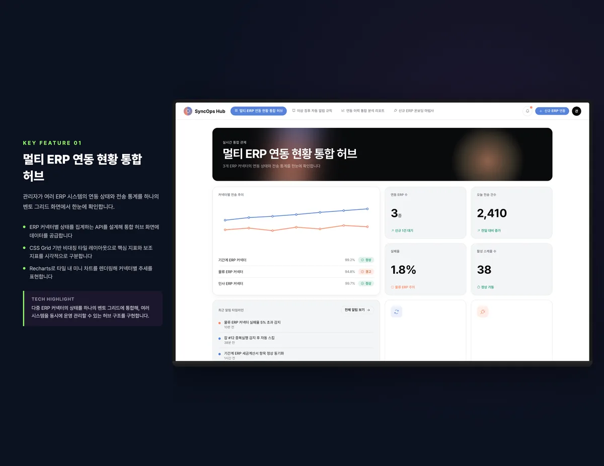 멀티 ERP 연동 현황 통합 허브