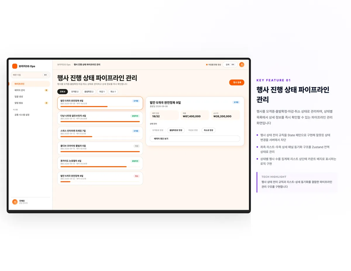 행사 진행 상태 파이프라인 관리