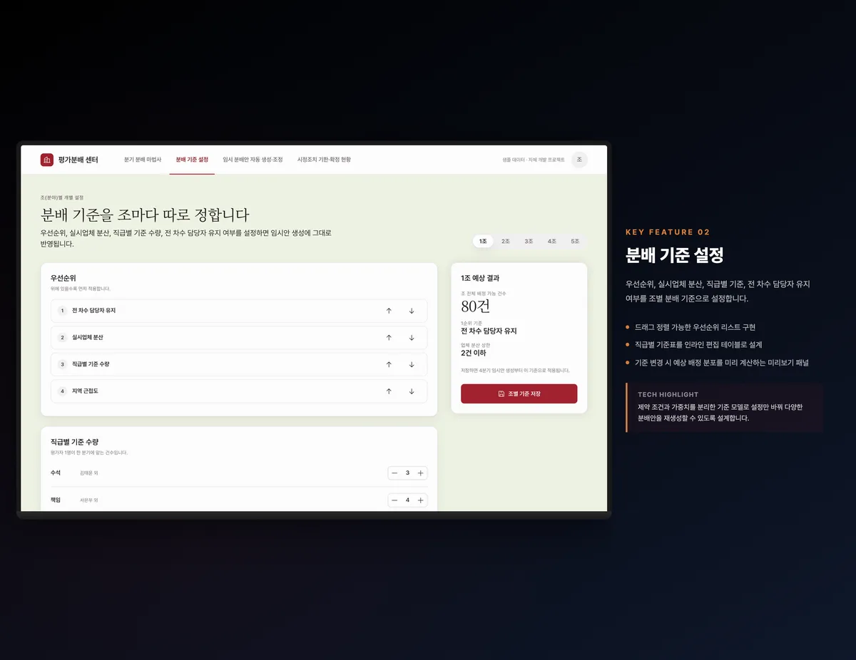 분배 기준 설정