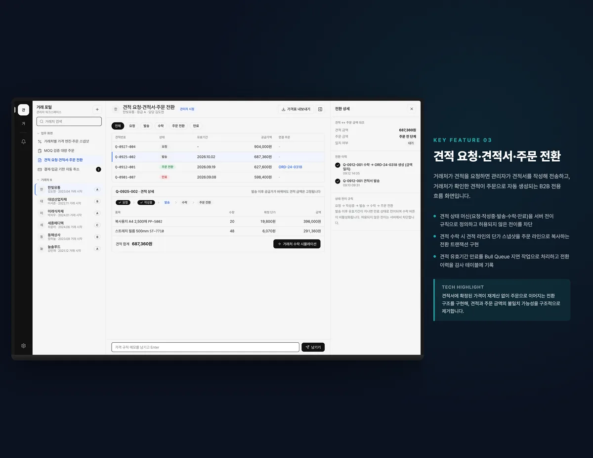 견적 요청·견적서·주문 전환