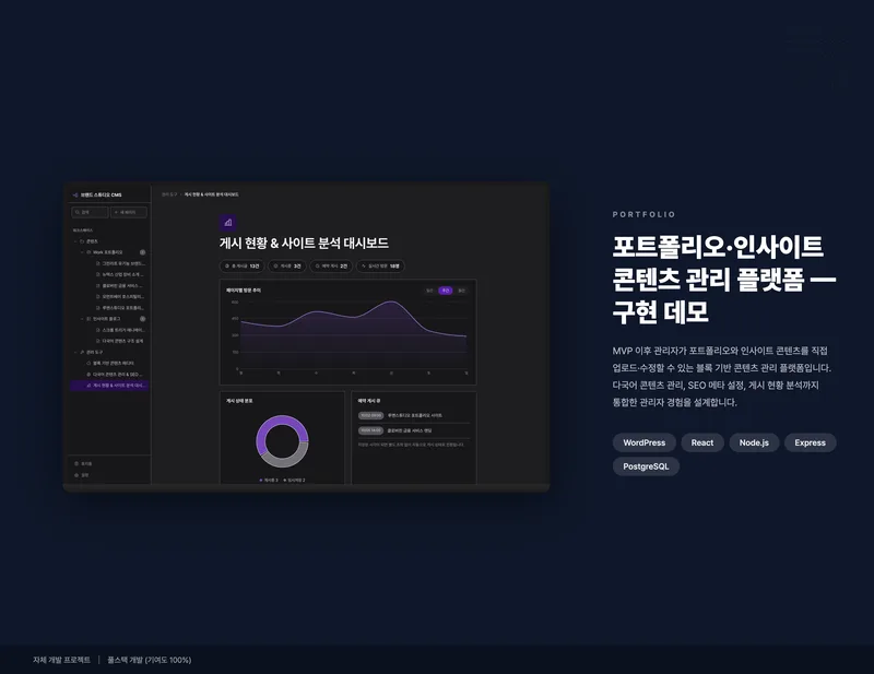 포트폴리오·인사이트 콘텐츠 관리 플랫폼 화면 1