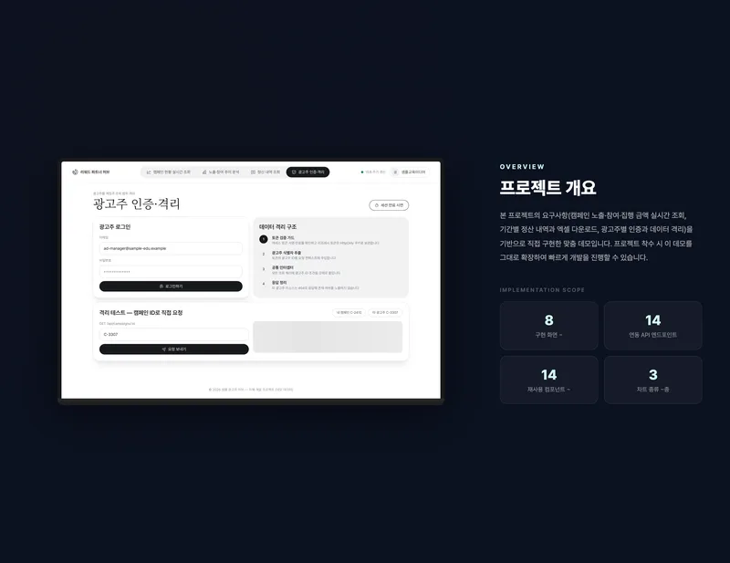 광고주용 캠페인 성과·정산 웹 대시보드 화면 2