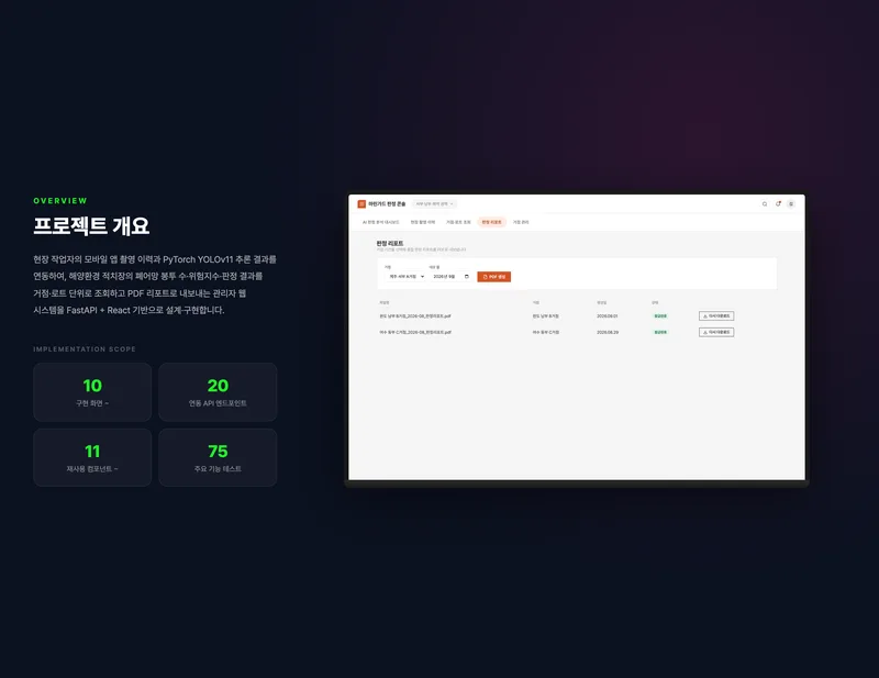 해양쓰레기 AI 판정 관리 시스템 화면 2