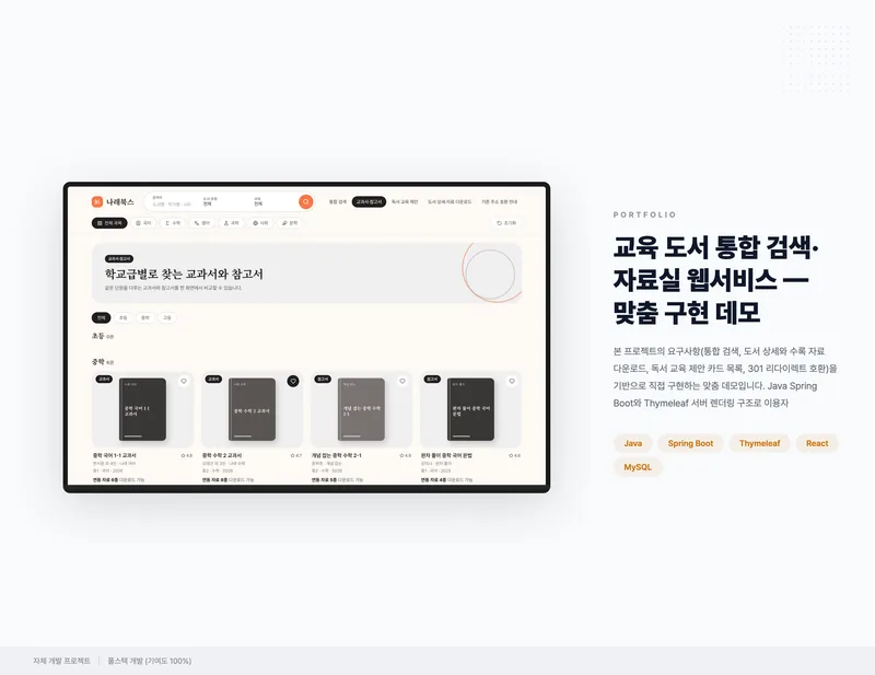 교육 도서 통합 검색·자료실 웹서비스 화면 1