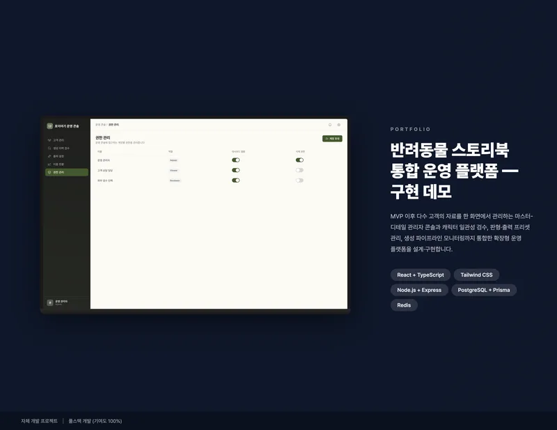 반려동물 스토리북 통합 운영 플랫폼 화면 1