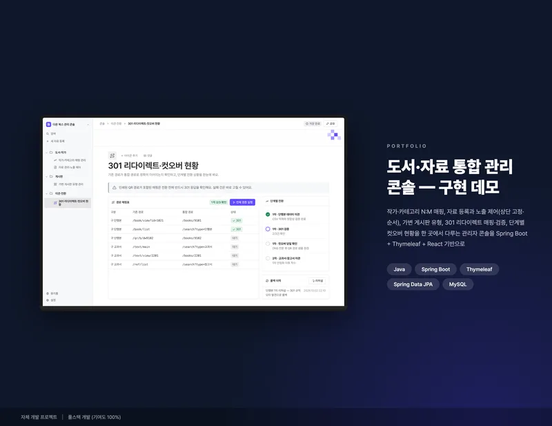 도서·자료 통합 관리 콘솔 화면 1