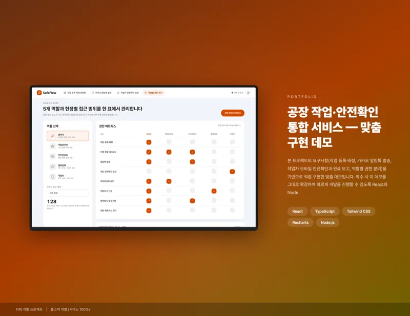 공장 작업·안전확인 통합 서비스 화면 1