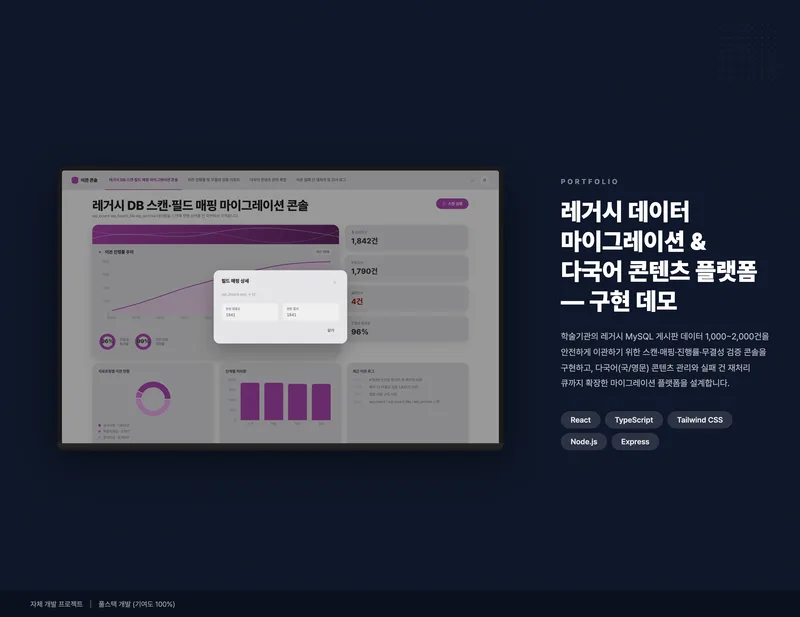 레거시 데이터 마이그레이션 & 다국어 콘텐츠 플랫폼 화면 1