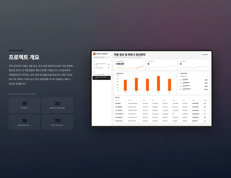 워크숍 중개 통합 운영·정산 관리 시스템 화면 2