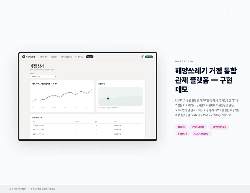 해양쓰레기 거점 통합 관제 플랫폼 화면 1