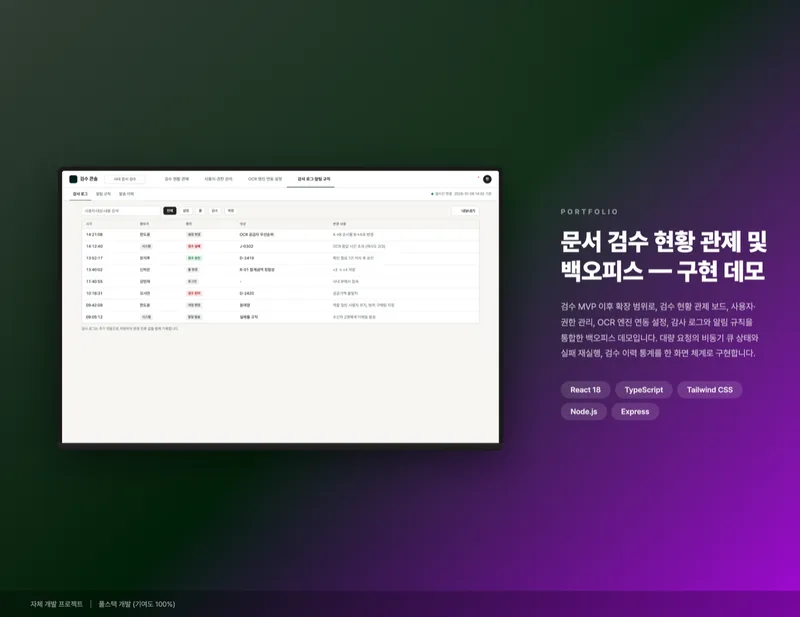 문서 검수 현황 관제 및 백오피스 화면 1