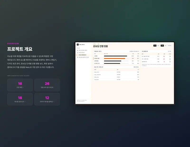 학습 리워드 앱 화면 설계 스튜디오·온보딩 진행 보드 화면 2