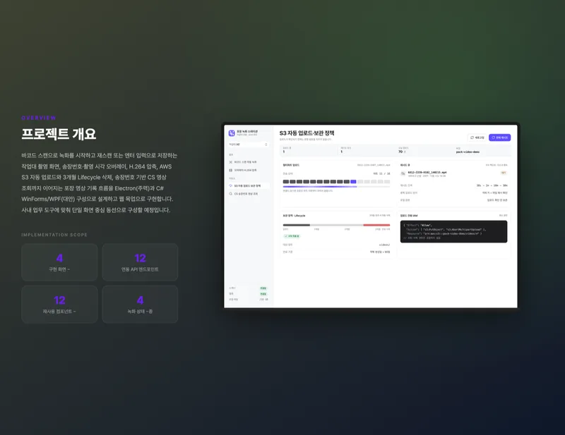 바코드 연동 포장 영상 자동 녹화 프로그램 화면 2