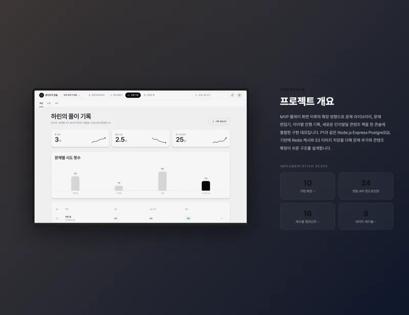 인지발달 교구 문제 관리·진행 기록 콘솔