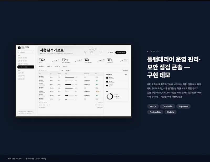 플랜테리어 운영 관리·보안 점검 콘솔 화면 1
