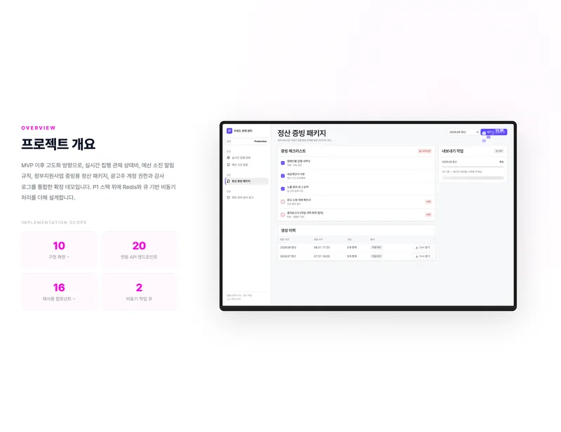 광고주 캠페인 실시간 관제·정산 증빙 플랫폼 화면 2