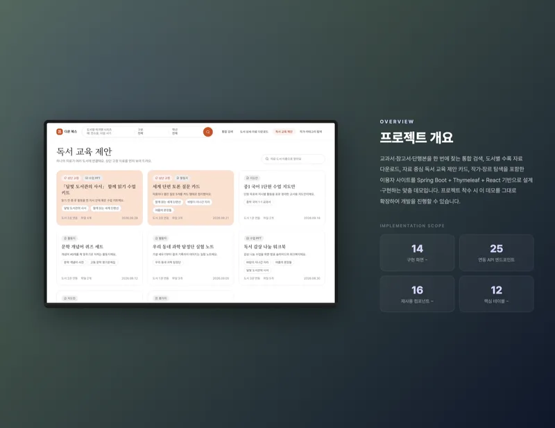통합 도서 검색·수업자료 포털 화면 2
