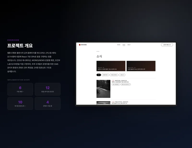 웹툰 퍼블리셔 쇼케이스 홈페이지