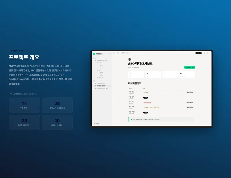 지역 페이지 CMS·SEO 운영 콘솔 화면 2