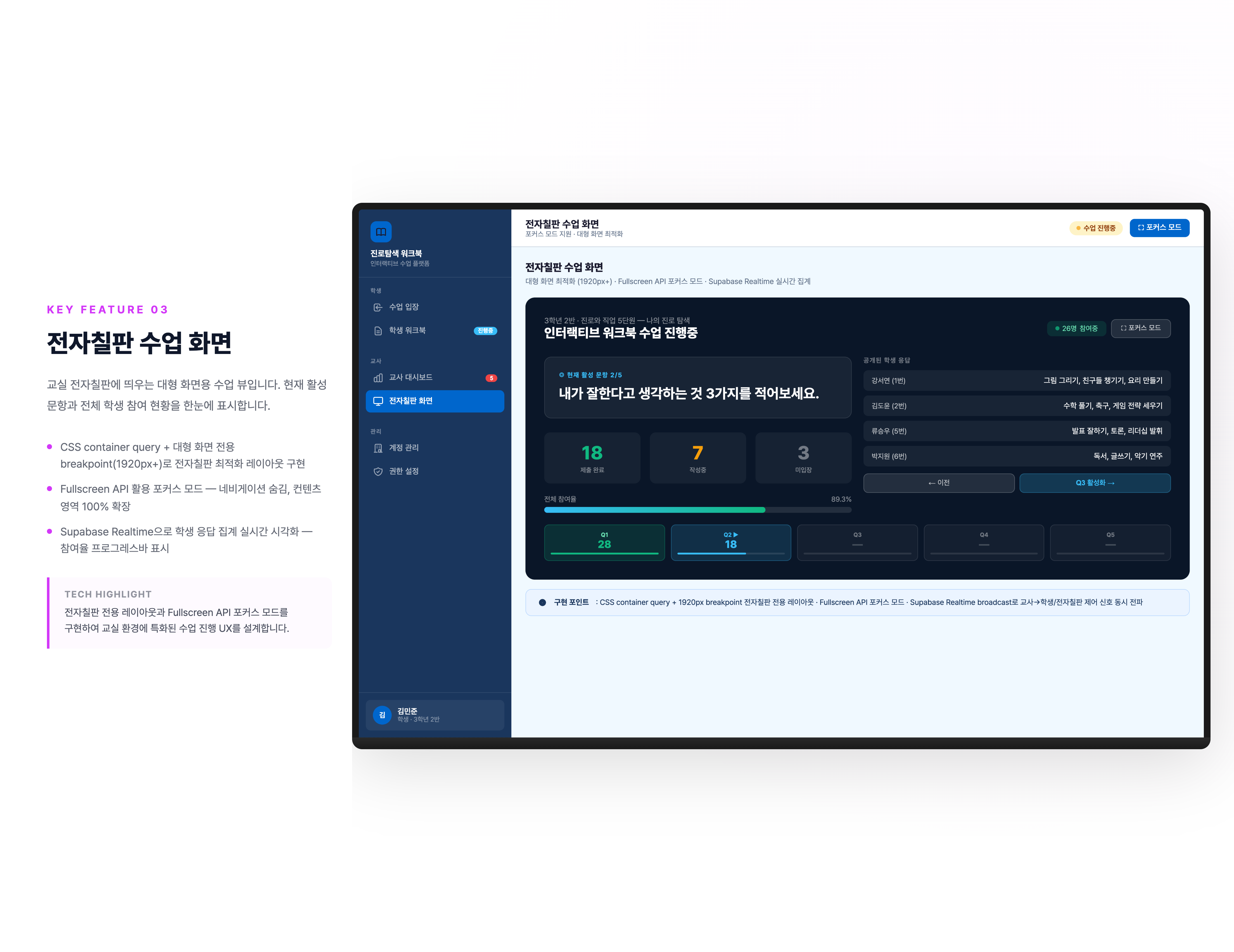 전자칠판 수업 화면