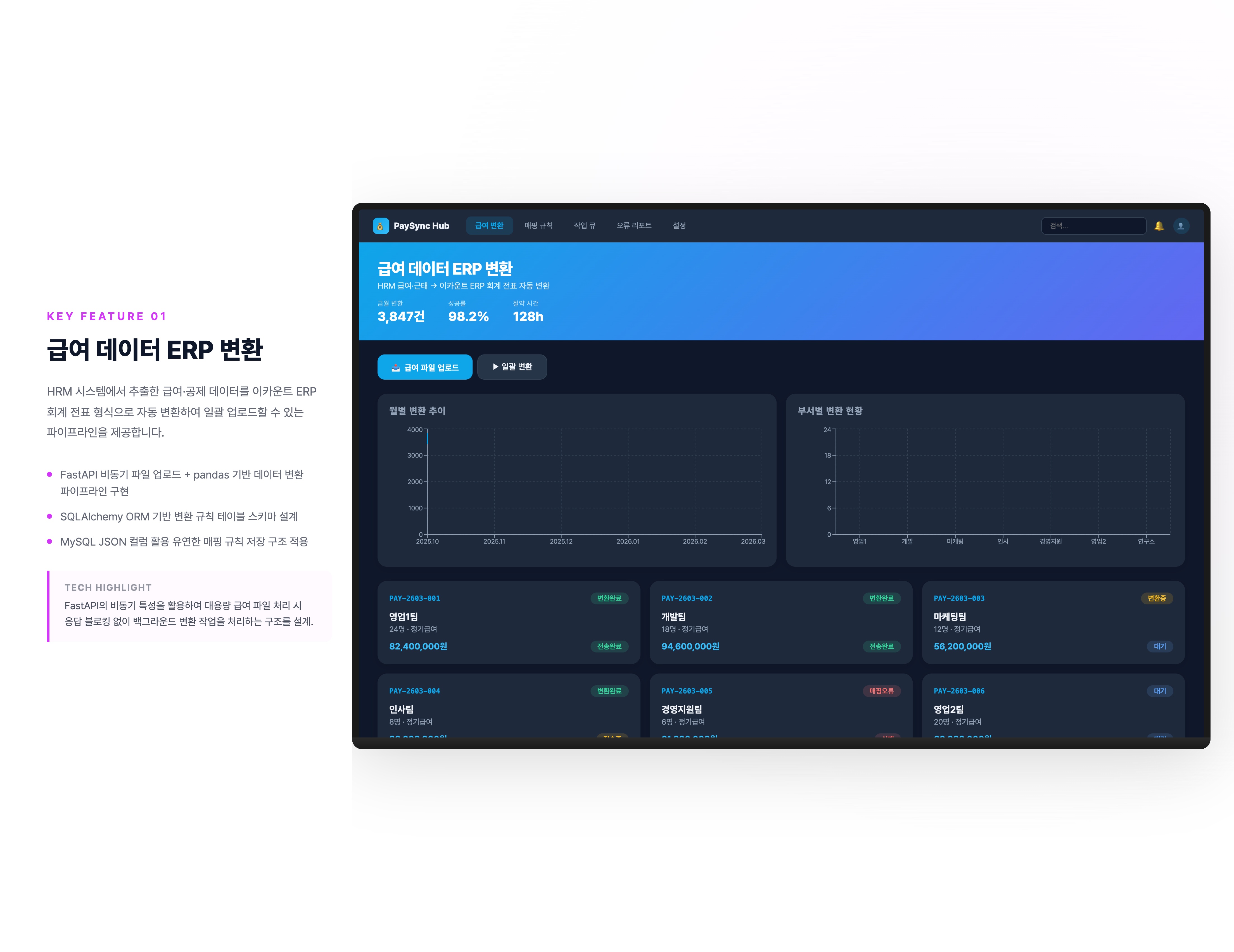 인사급여 데이터 ERP 일괄 연동 시스템